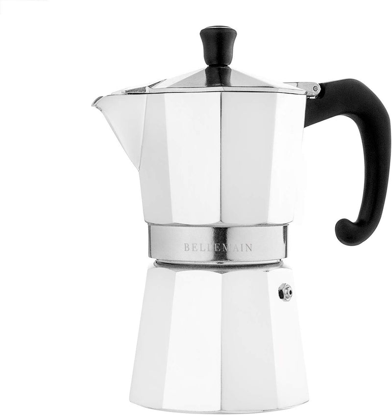 Bellemain Stovetop Espresso Maker Moka Pot (Silver, 6 Cup)