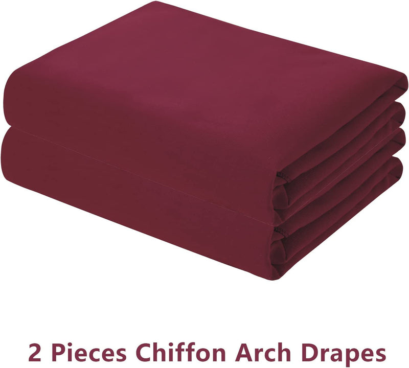 Burgundy Chiffon Wedding Arch Drapes 2 Panels - 6 Yards - Ceiling Swag Decoration