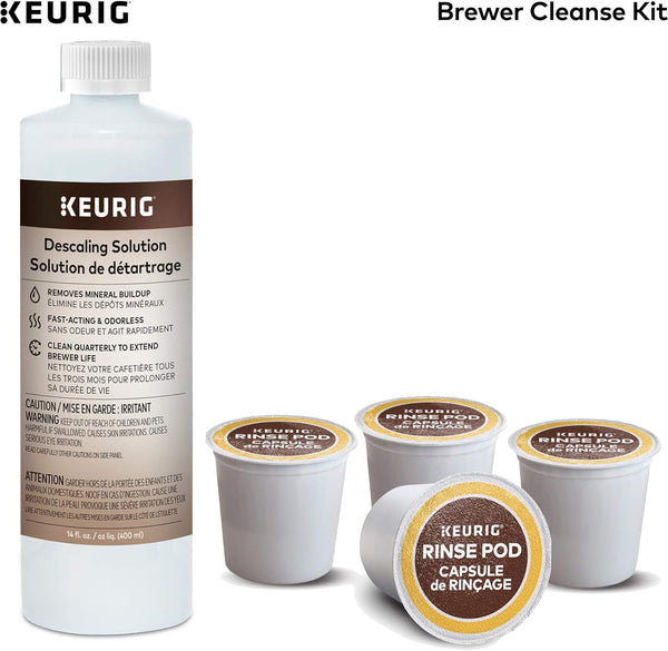 Keurig Brewer Cleanse Kit For Maintenance Includes Descaling Solution & Rinse Pods, Compatible with Keurig Classic/1.0 & 2.0 K-Cup Pod Coffee Makers, 4 Count