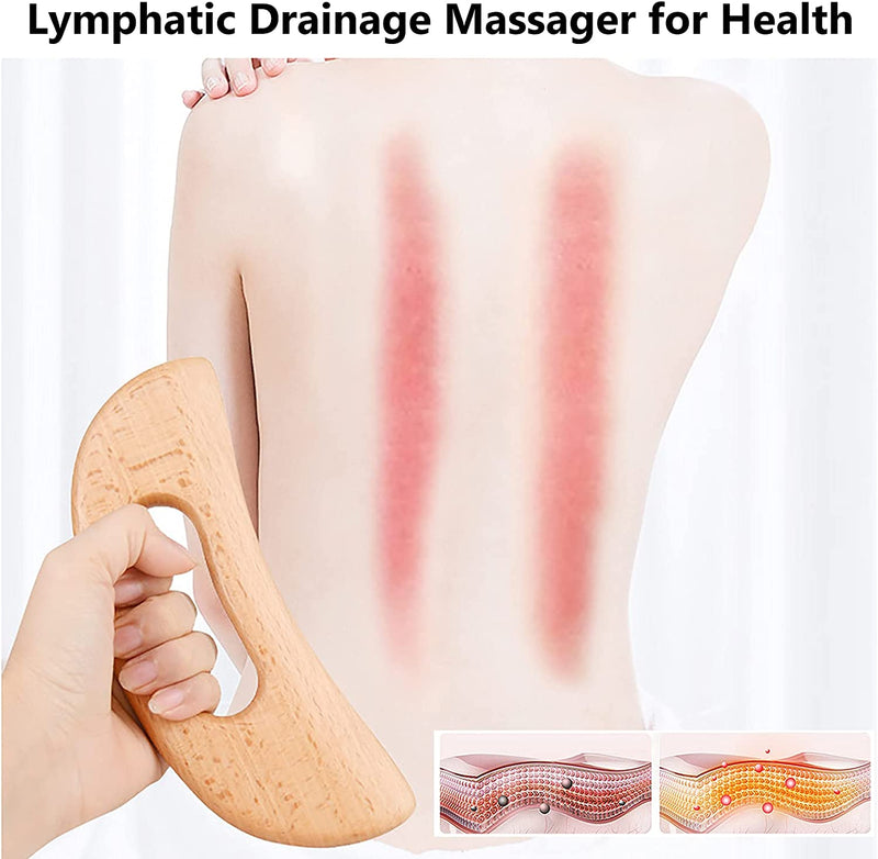 Lymphatic Drainage Massager, Wooden Gua Sha Tool for Body, Manual Massage Scraper for Anti Cellulite and Relieve Muscle Fatigue, Body Gua Sha Paddle (Style A)