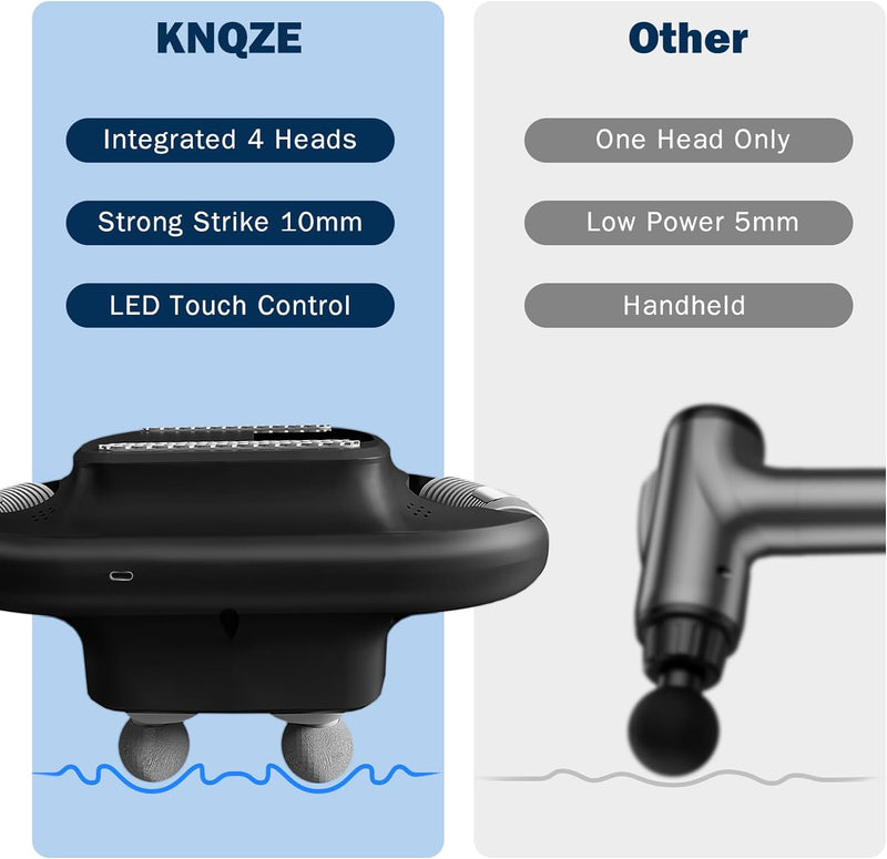 KNQZE Massage Gun Deep Tissue, Percussion 4-Head Massager Gun with 12 Intensities for Back, Neck, Leg, Full Body Muscle Pain Relief, Gifts for Families and Friends