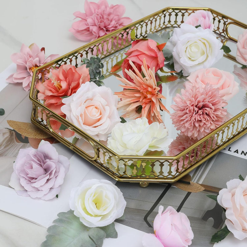 Artificial Flowers Combo Box - Silk  Fake DIY Wedding Bouquets Bulk Set - Purple
