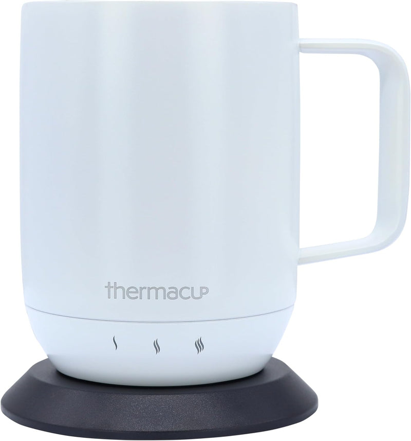 Thermacup Premium Self-Heating Coffee Mug with Lid, Temperature Controlled Led Electric Mug, 3 Custom Heat Settings, Auto Shut Off Feature, Keeps Liquids Warm, Sip Smarter (Midnight Black – 14 oz.)