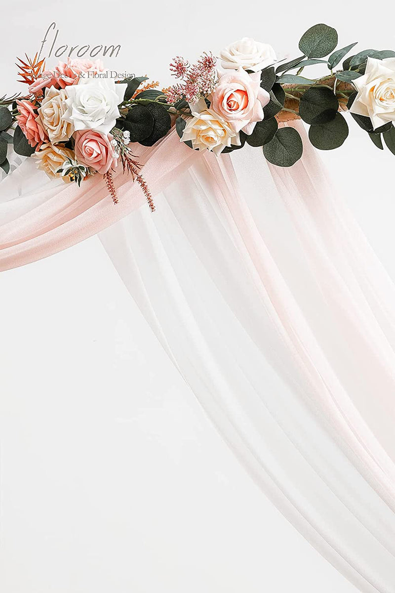 Wedding Arch Draping 20Ft Chiffon Fabric Panels - Blush  White Decorations