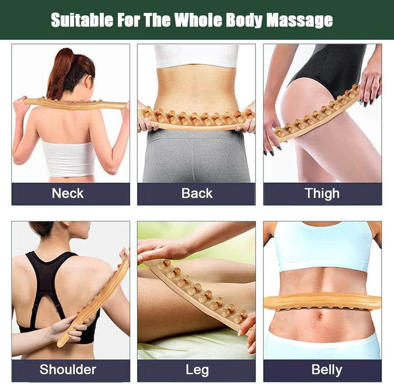 Wood Therapy Massage Tools 20 Beads Myofascial Release Tool Stomach Cellulite Massager,Ease Neck Back Waist and Leg Hip Pain Self Body Sculpting Massage Tool