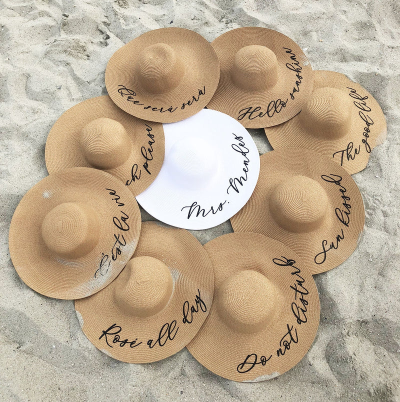 Custom Beach Hats - Personalized Bridesmaid and Bachelorette Party Hats with Custom Names