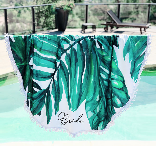 Bride Beach Towel - Tropical Bridal Shower  Honeymoon Gift for Bride