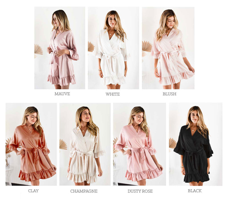 Personalized Bridesmaid Satin Robes - Ruffle Style