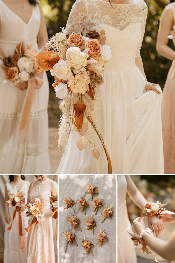 Bridal Flower Package - Rust  Sepia Colors
