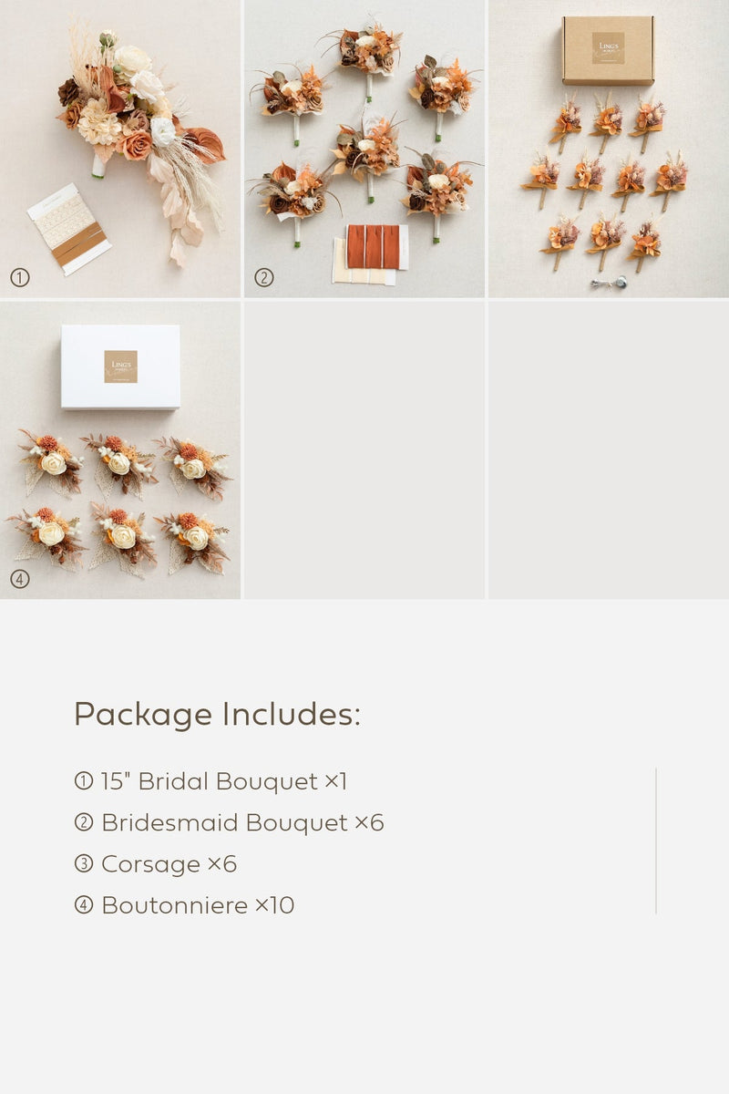 Bridal Flower Package - Rust  Sepia Colors
