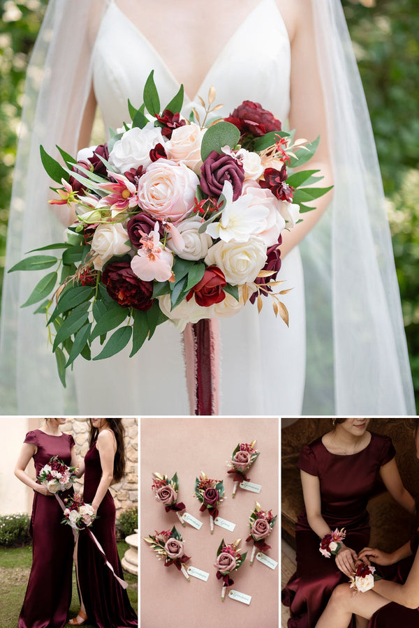 Bridal Flower Package in Romantic Marsala - Pre-Arranged