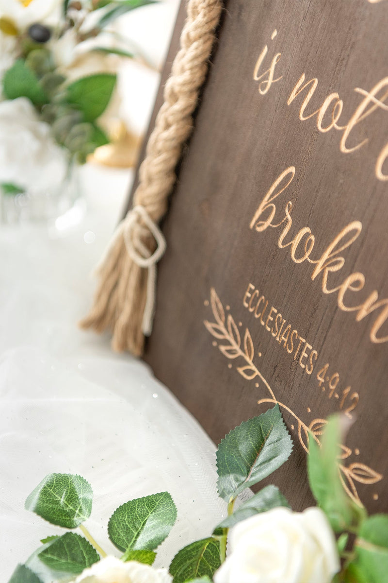 Strand of Three Cords Wedding Sign with Biblical Quote - A Cord of Three Strands