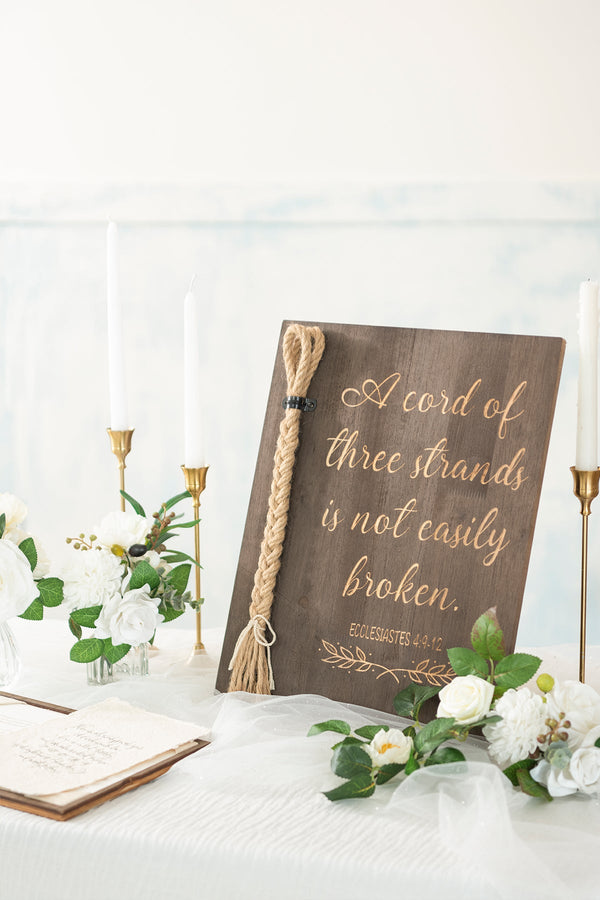 Strand of Three Cords Wedding Sign with Biblical Quote - A Cord of Three Strands