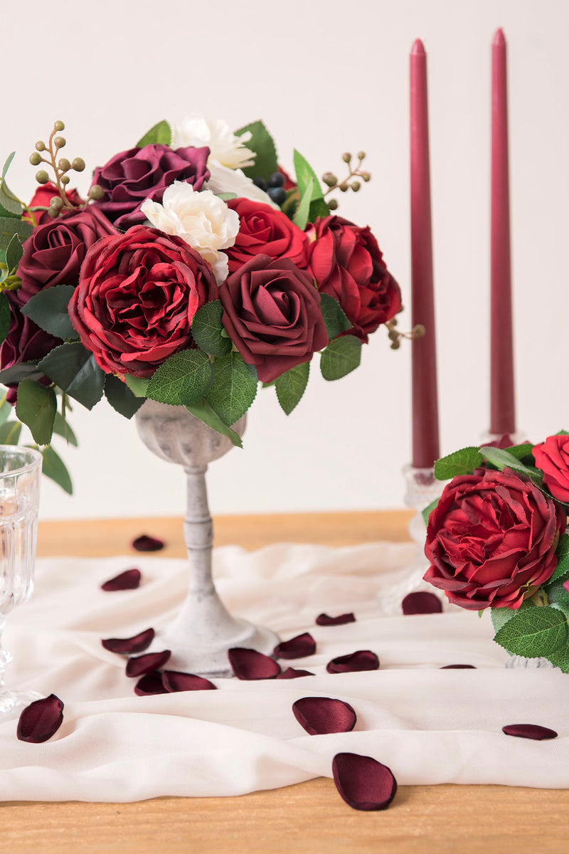 Burgundy  Navy Silk Rose Petals