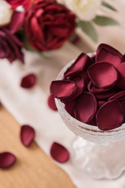 Silk Rose Petals in Burgundy & Blush