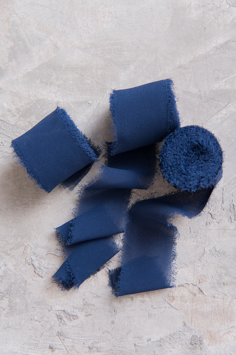 Dusty Blue  Navy Ribbons